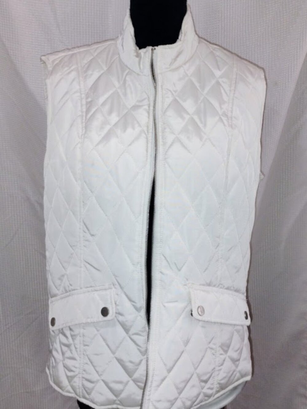 Westport Women's White Diamond-Quilted Puffer Vest, Size XL